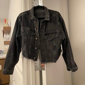 Oversized Cropped Denim Jacket - Size S